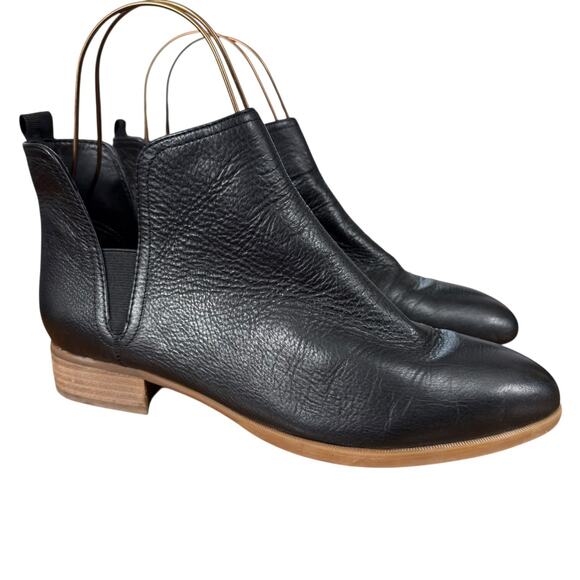 Nine West Nesrin Black Pebble Leather Ankle Boots Booties Chelsea Shoes sz 9 M - Picture 1 of 16